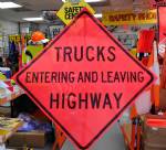 Trucks Entering and Leaving Highway Roll-up Sign -48x48"